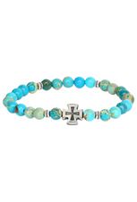 795 Браслет-чётки "Иерусалимский крест" большой, серебро 925 пробы, бирюза