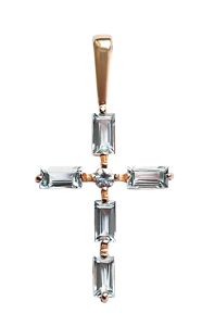 Крестик нательный, красное золото 585 пробы, топазы