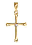 Крестик нательный, желтое золото 585 пробы пробы, 1 бриллиант