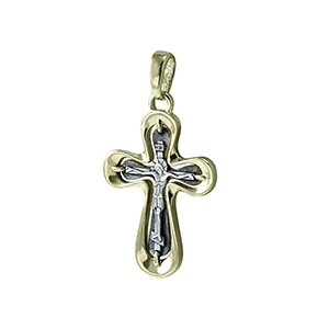 615 Крест с распятием «Каплевидный», желтое золото 585 пробы