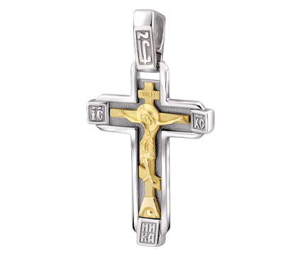 575 Крест нательный "Византийский", комбинированное золото 585 пробы