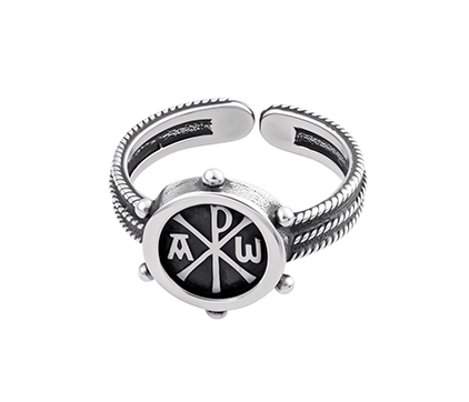 698 Кольцо «Альфа-Омега», серебро 925 пробы