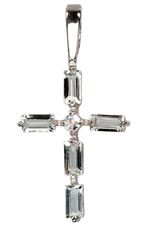 Крестик нательный, белое золото 585 пробы, топаз