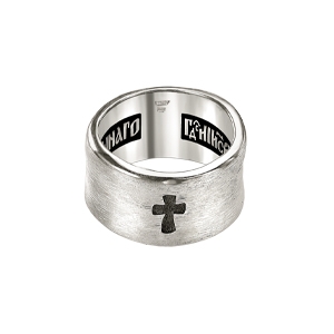 758 Кольцо - наперстная молитва с крестом, серебро 925 пробы