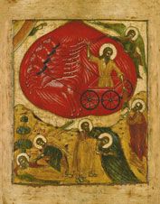 Икона. Огненное восхождение пророка Илии. 19 век