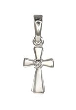 Крестик нательный крестильный, белое золото 585 пробы, 1 бриллиант