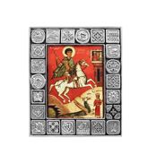 Икона св. Георгий Победоносец, посеребрённая рамка