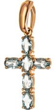 Крестик нательный, красное золото 585 пробы, 6 топазов