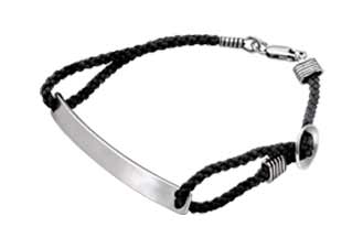 764 Браслет "Молитва" на гайтане, серебро 925 пробы