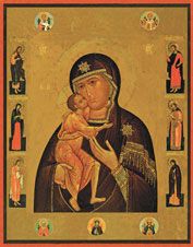 Икона Божией Матери «Феодоровская» с избранными святыми. 17 век
