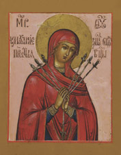 Икона. Богоматерь Семистрельная. 18 век (Умягчение злых сердец)