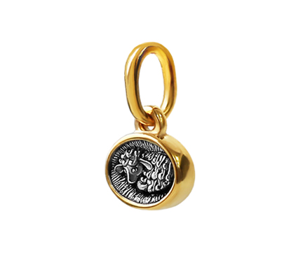 929 Подвеска Христианский символ "Агнец и Хризма", серебро 925 пробы с позолотой