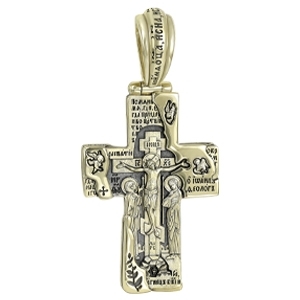 961 Крест большой с Ангелом-Хранителем, желтое золото 585 пробы