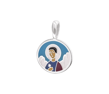 695 Образ «Ангел Хранитель», серебро 925 пробы, горячая и холодная эмали