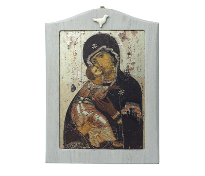 Икона Божией Матери Владимирская в рамке с горлицей (венчальная пара)