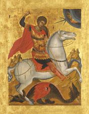 Икона. Чудо святого Георгия о змие. 15 век (Греция)