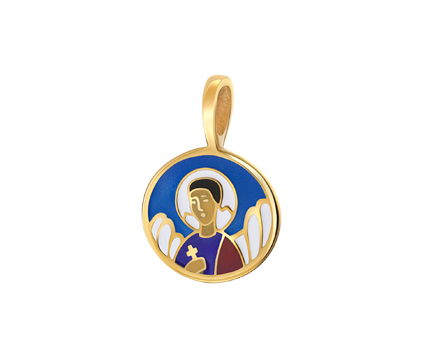 695 Образ «Ангел Хранитель», серебро 925 пробы с позолотой, горячая и холодная эмали