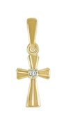 Крестик нательный, желтое золото 585 пробы, 1 бриллиант